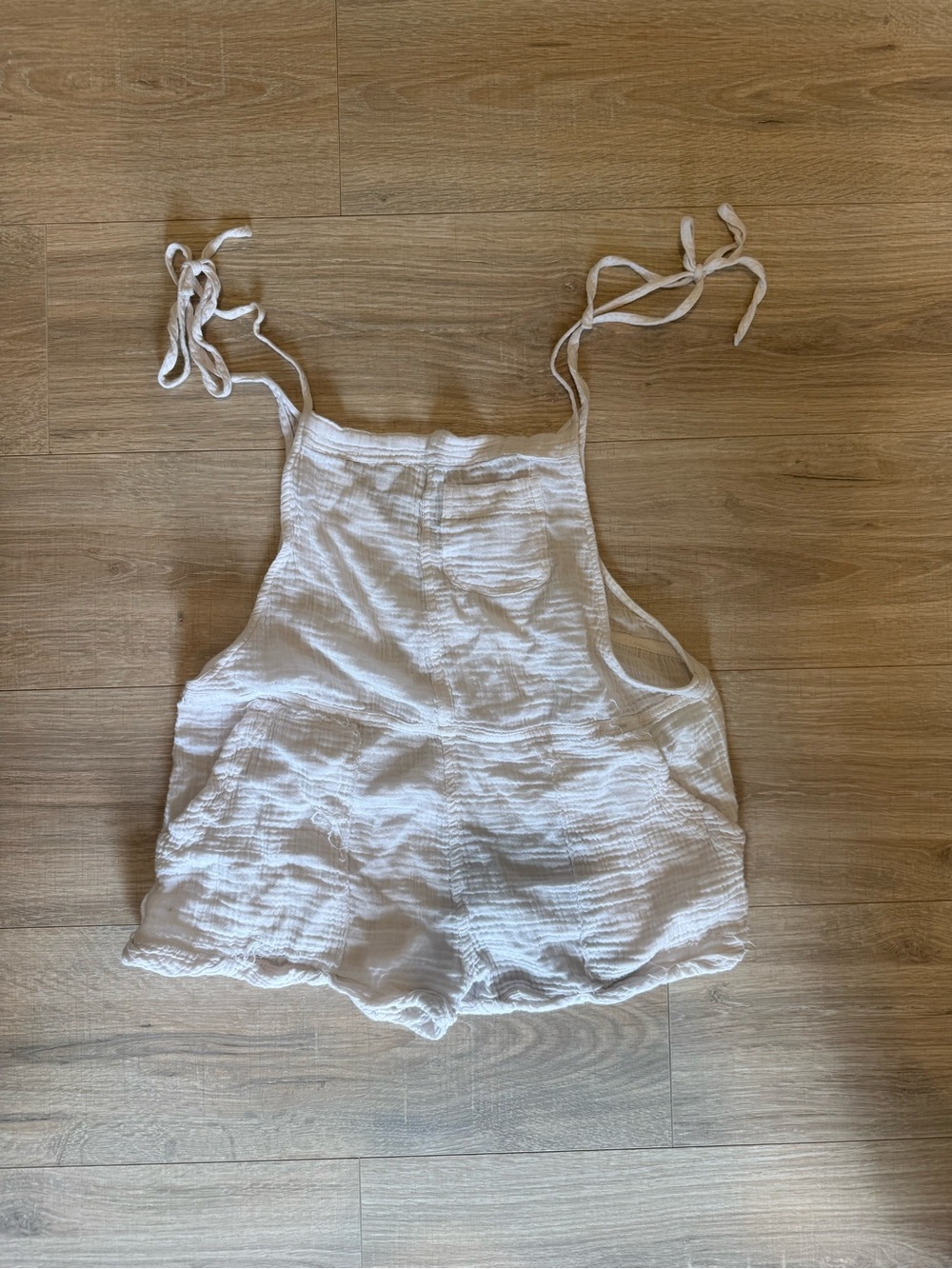 White Gauze Tie-Shoulder Romper